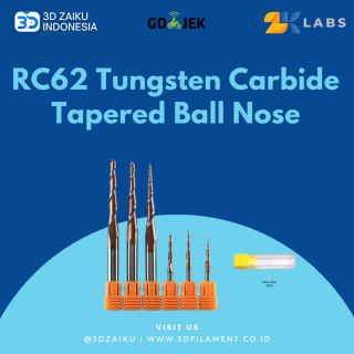 ZKLabs HRC62 Tungsten Carbide Tapered Ball Nose End Mill Bit CNC Router - 0.75-15-D1/8-2F